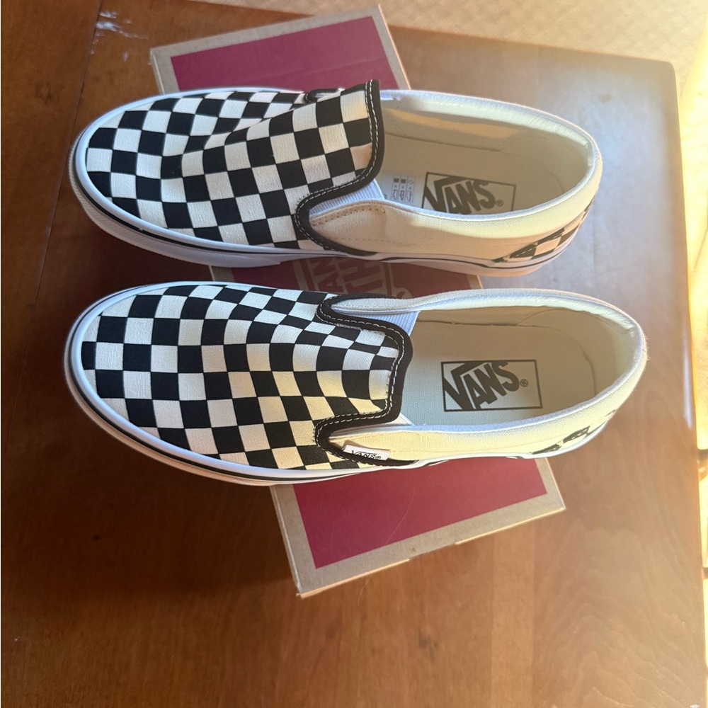 Vans Black and White Checkerboard Slip-Ons